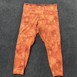 Athleta Leggings Womens 1X Orange Elation High Rise Ankle Floral Yoga Pocket
